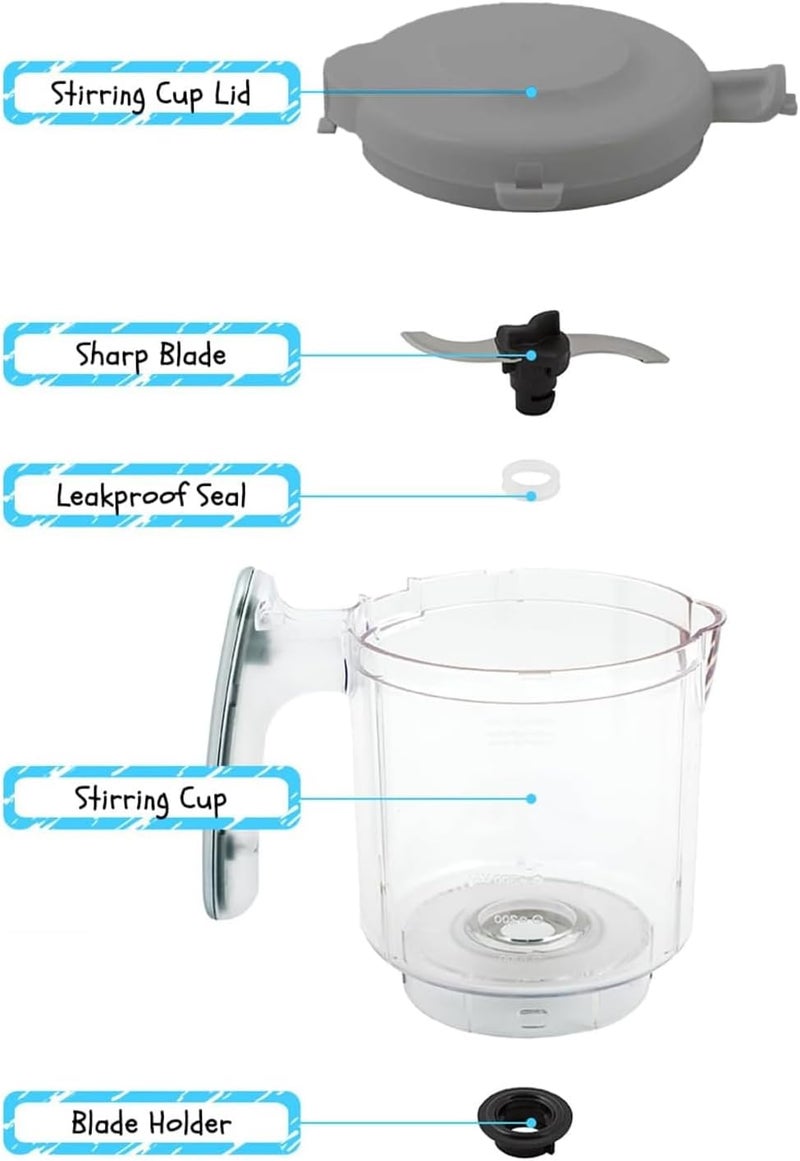 EVLA'S Replacement Stirring Cup & Blade with Steaming Basket for Baby Food Maker - Gray - Image 2